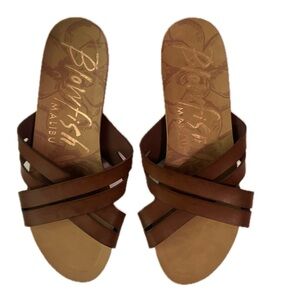 Blowfish Malibu brown leather slides in a size 7 1/2. Great condition.